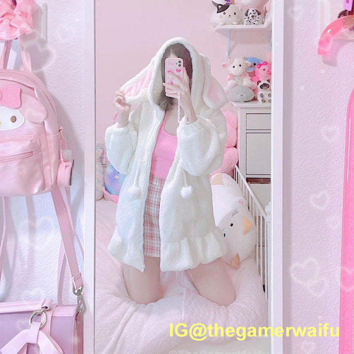 Cute Bunny Ear Hooded Coat