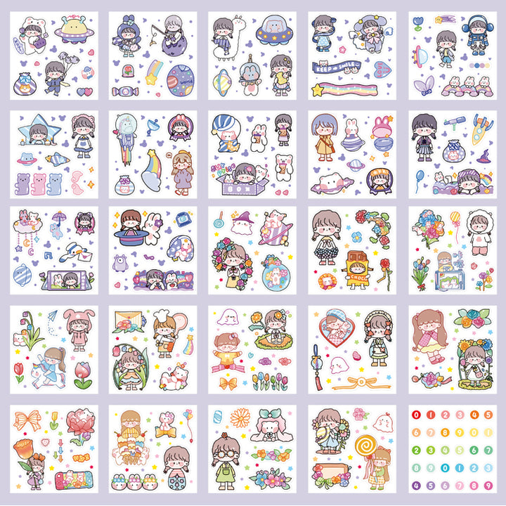 100pcs /Set Cartoon Girl Stickers