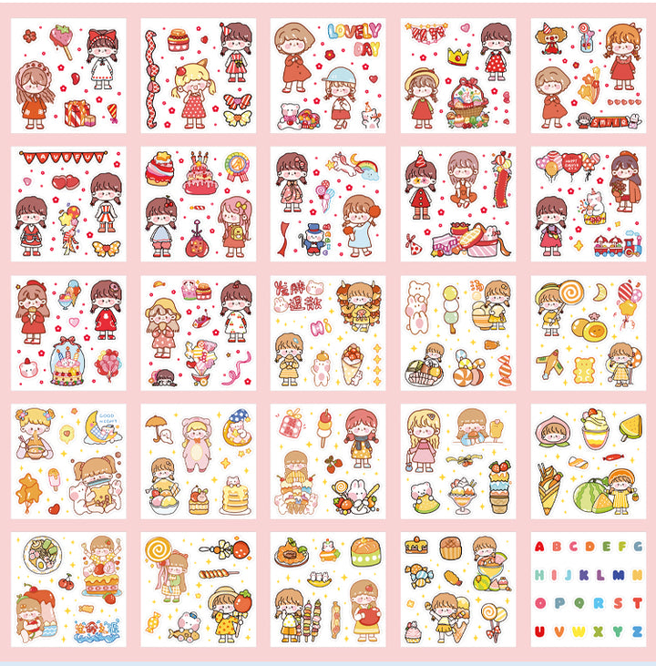 100pcs /Set Cartoon Girl Stickers