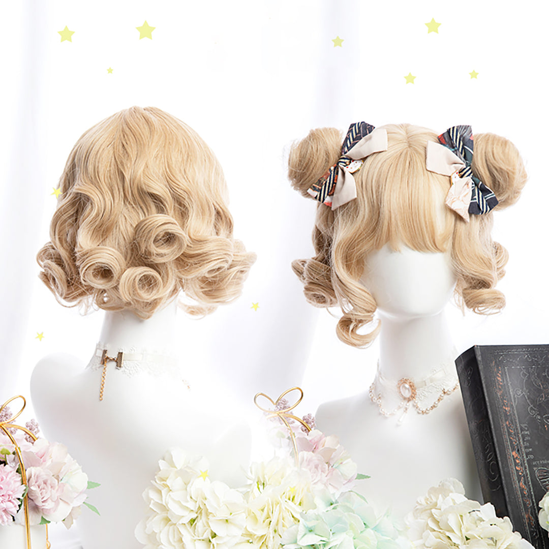 Lolita Blonde Curly Pigtail Wig