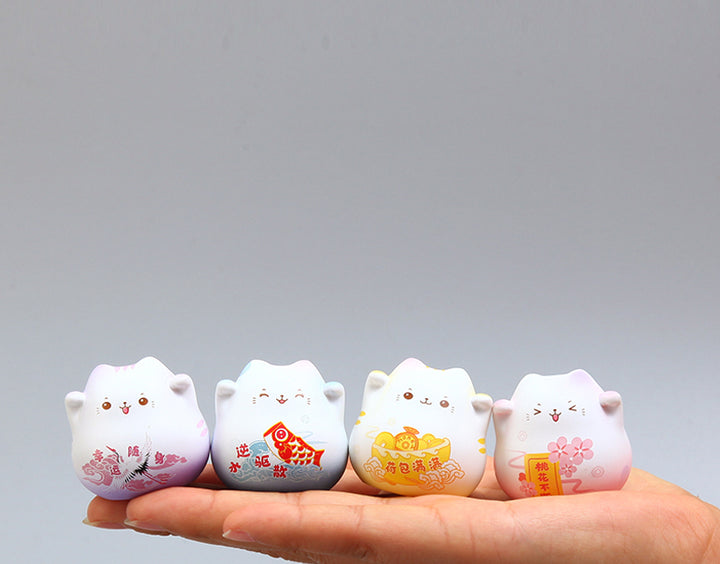 Cute Japanese Lucky Cat Mini Ornaments 4pcs/set