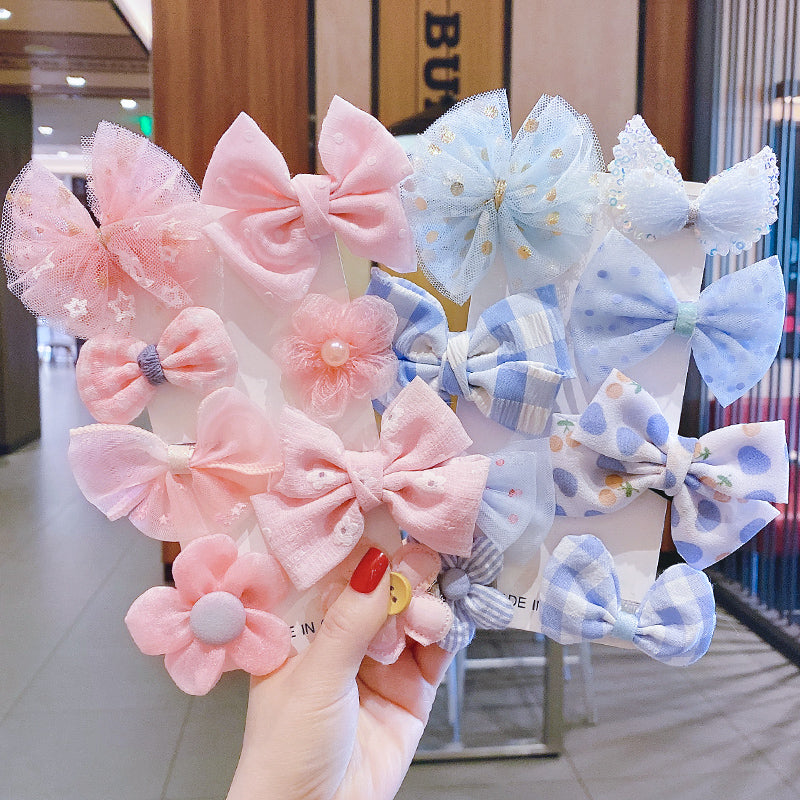 Flower Bowknot Hair Clips Set