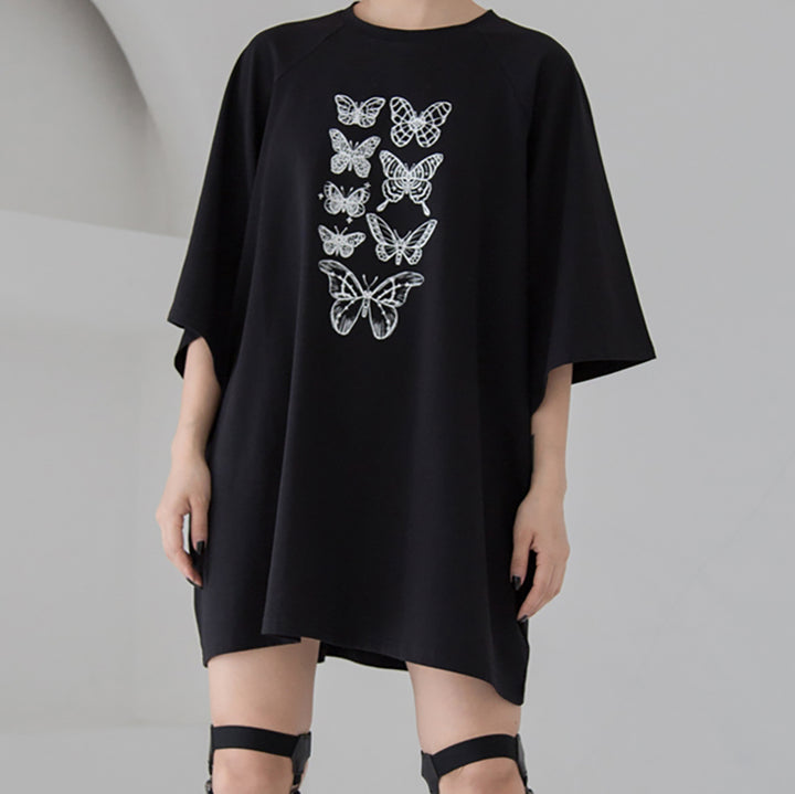 Butterflies Print Streetwear Loose T-shirt