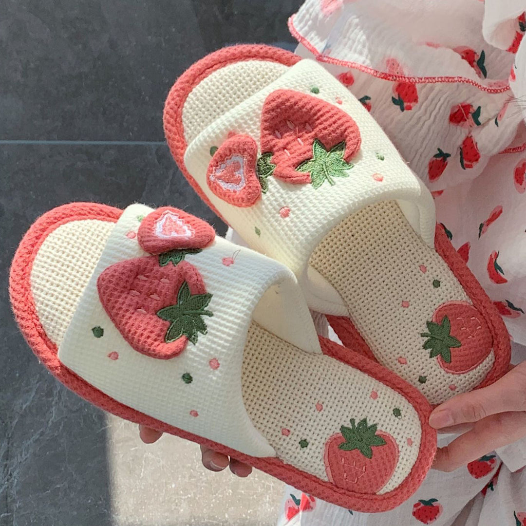 Cute Strawberry Linen Sandals