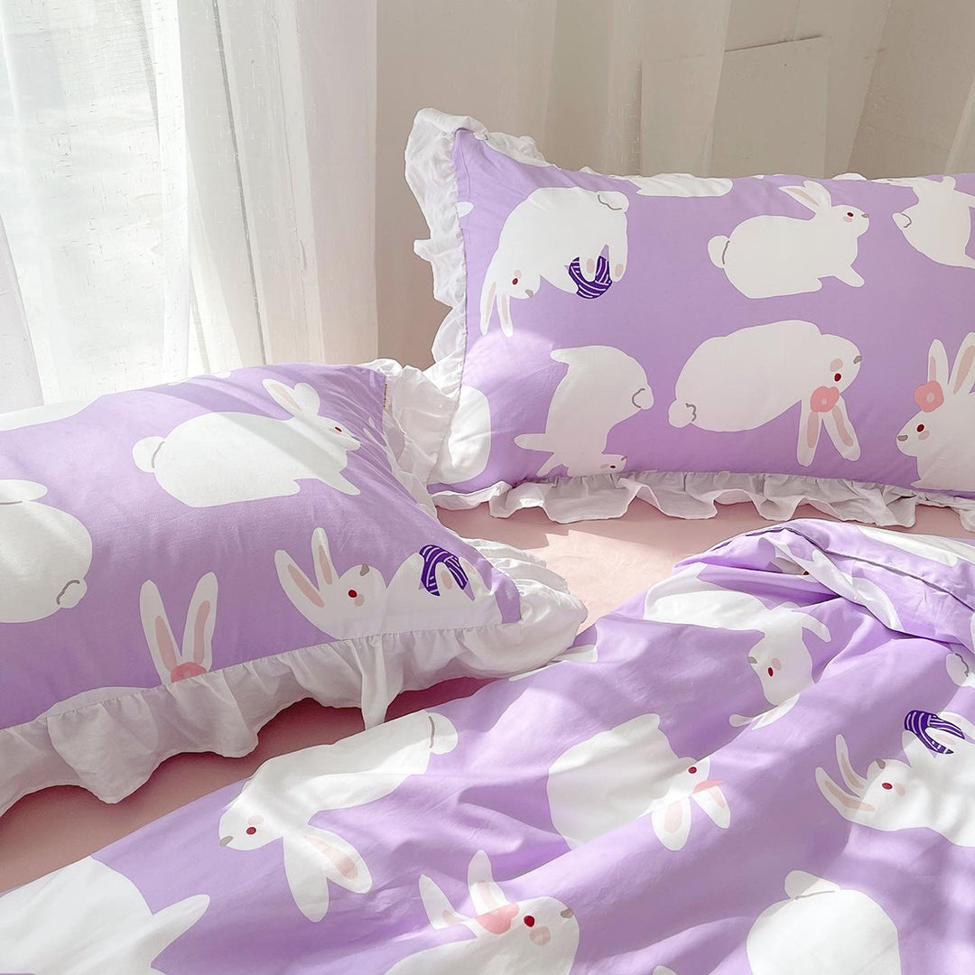 Cute Bunny Purple Bedding Set