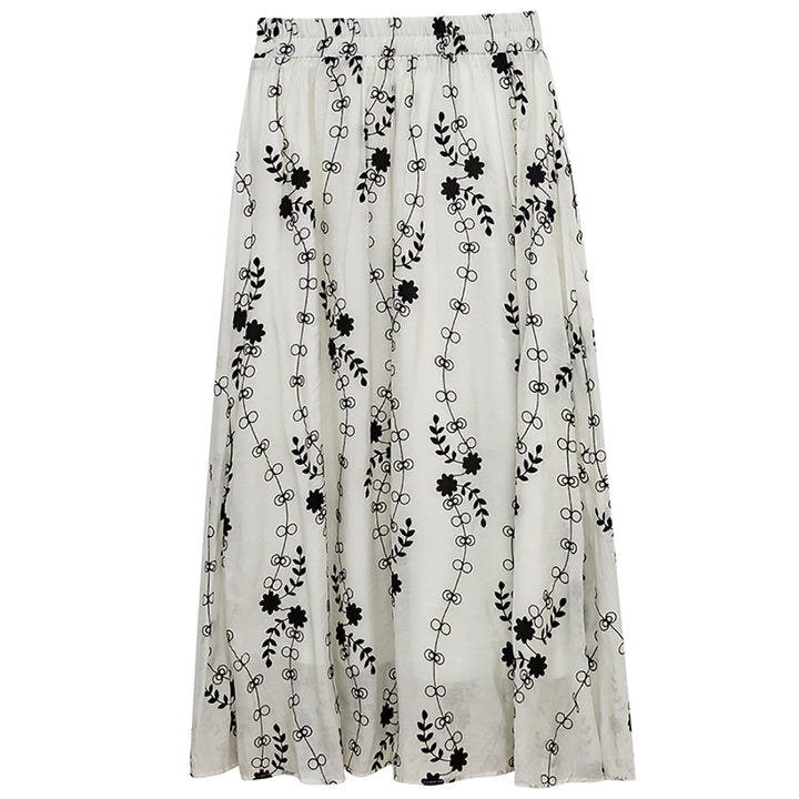 Vintage Floral Embroidery High Waist Skirt