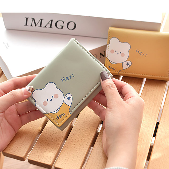 Kawaii Bear Flower Credit Card Holder Wallet