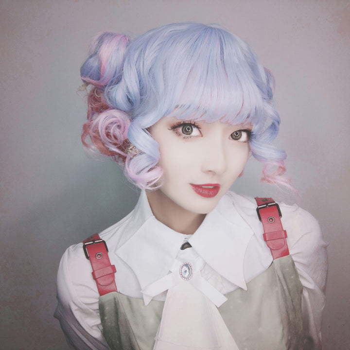Unicorn Pastel Curly Short Pixie Wig