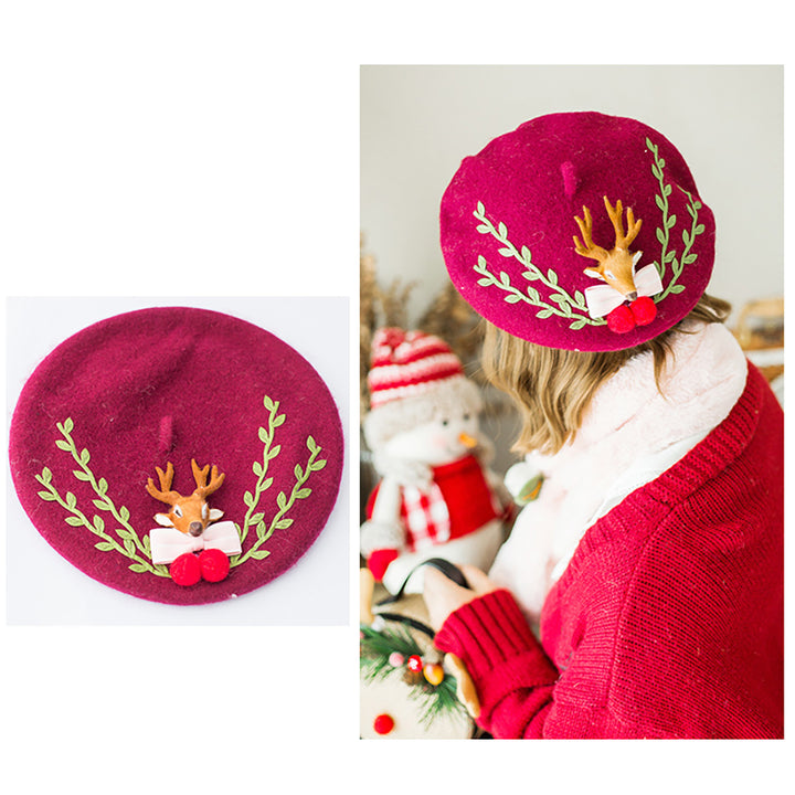 Flowers Deer Beret Hat