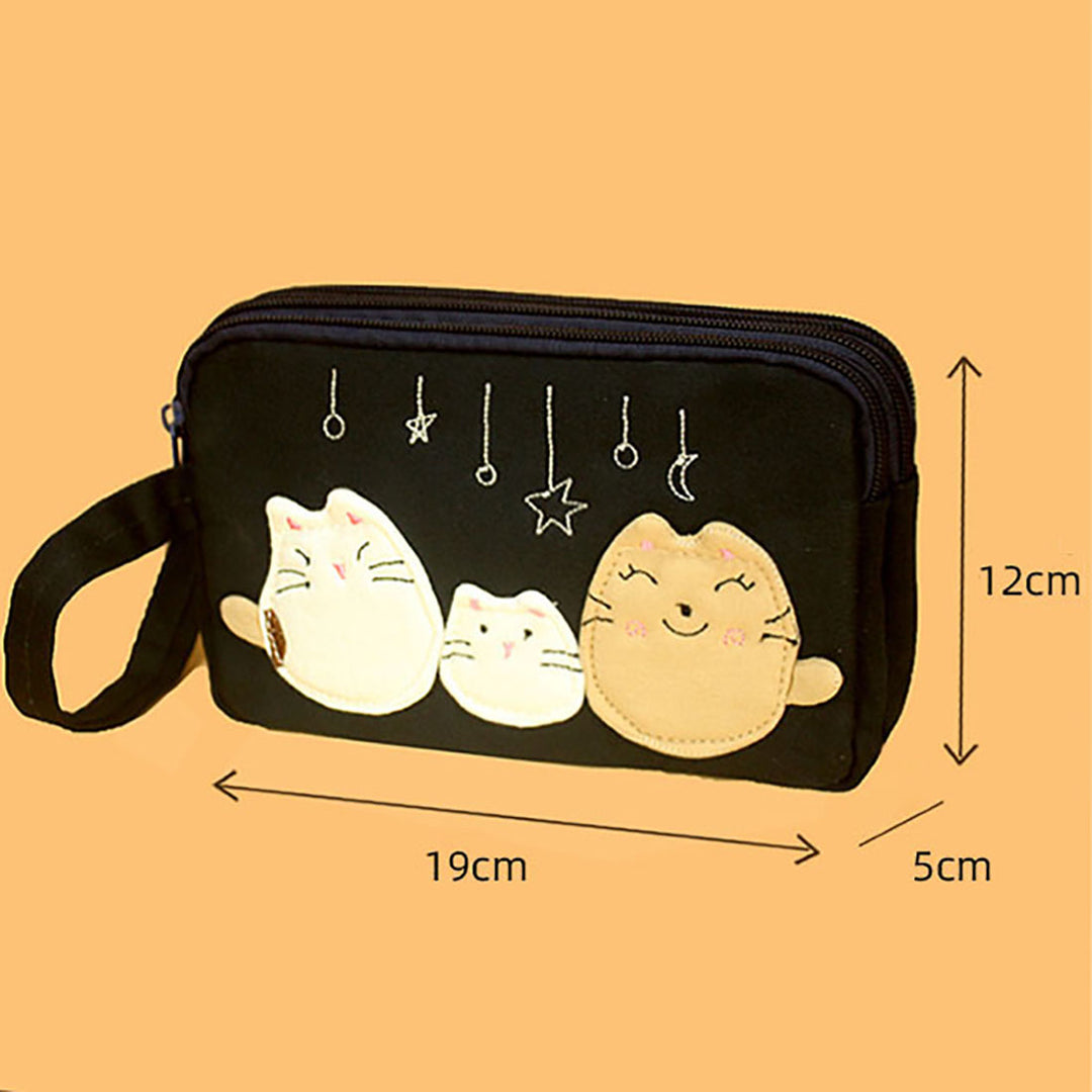 Cute Cartoon Kitty Embroidery Credit Card Holder Wallet