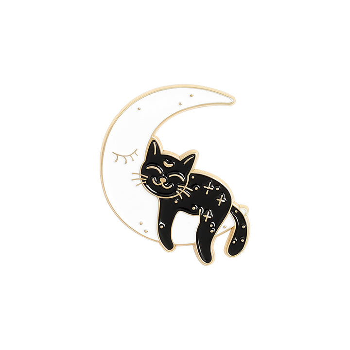 Black Cat Moon Phase Brooch Pins For Any Outfit