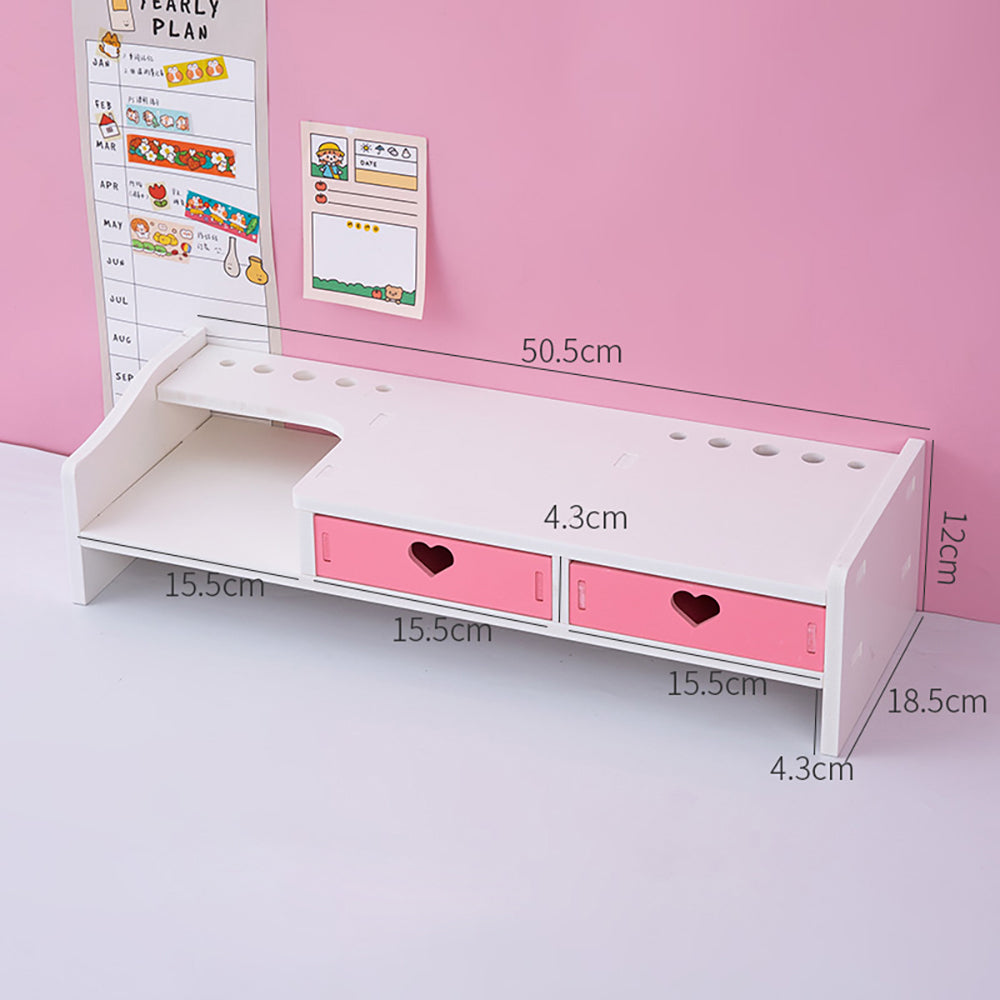Kawaii Hearts Pink Wooden Desk Organizer - Kawaii Fashion Shop