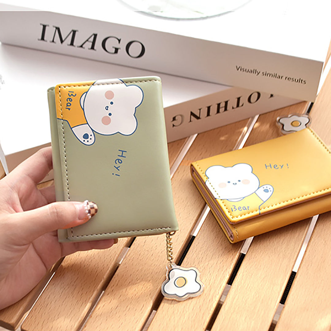 Kawaii Bear Flower Credit Card Holder Wallet