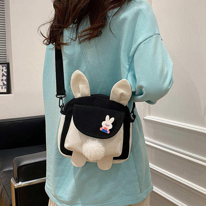 Cartoon Rabbit Ears Canvas Crossbody Bag