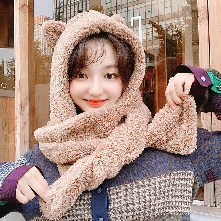 Kawaii Bear Ears Warm Hat Scarf