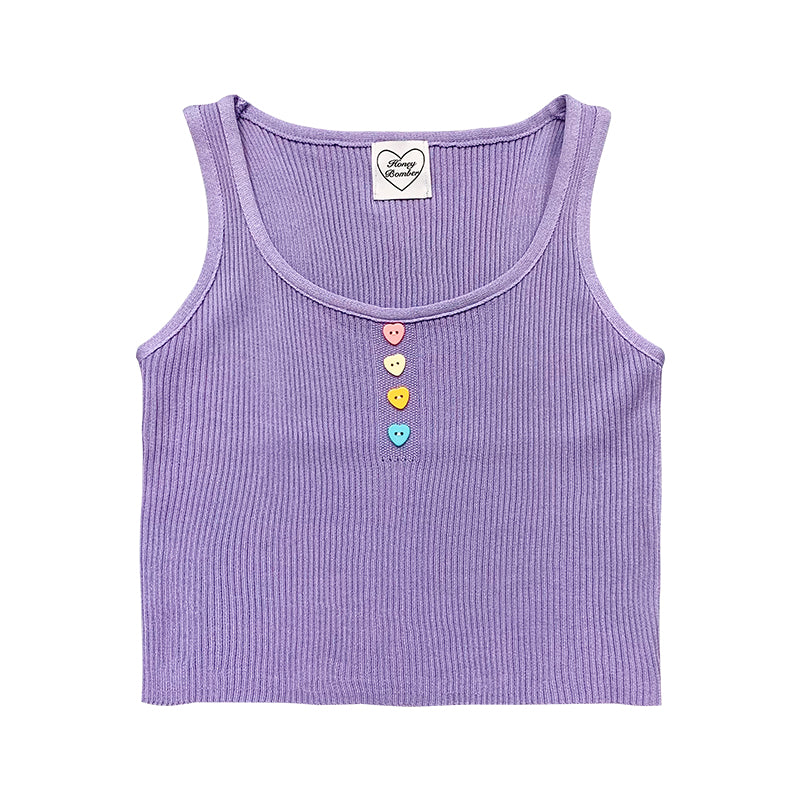 Love Heart Button Summer Tops