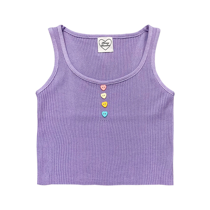 Love Heart Button Summer Tops