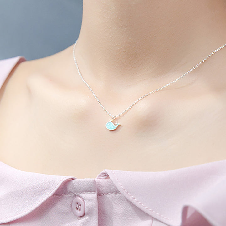 Blue Whale Pendant Silver Necklace