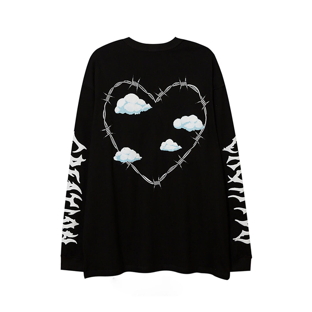 Vintage Love Heart Letters Printed Sweater