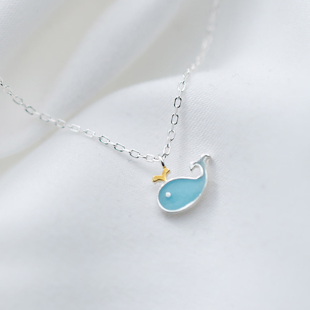 Blue Whale Pendant Silver Necklace