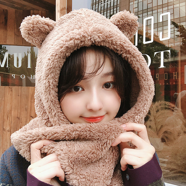 Kawaii Bear Ears Warm Hat Scarf