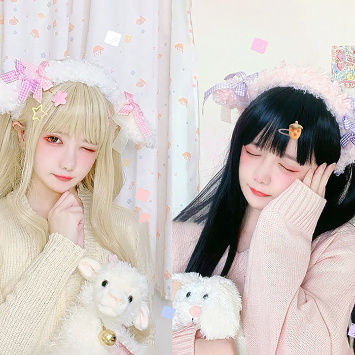 Kawaii Sheep Ears Mini Bow Headband