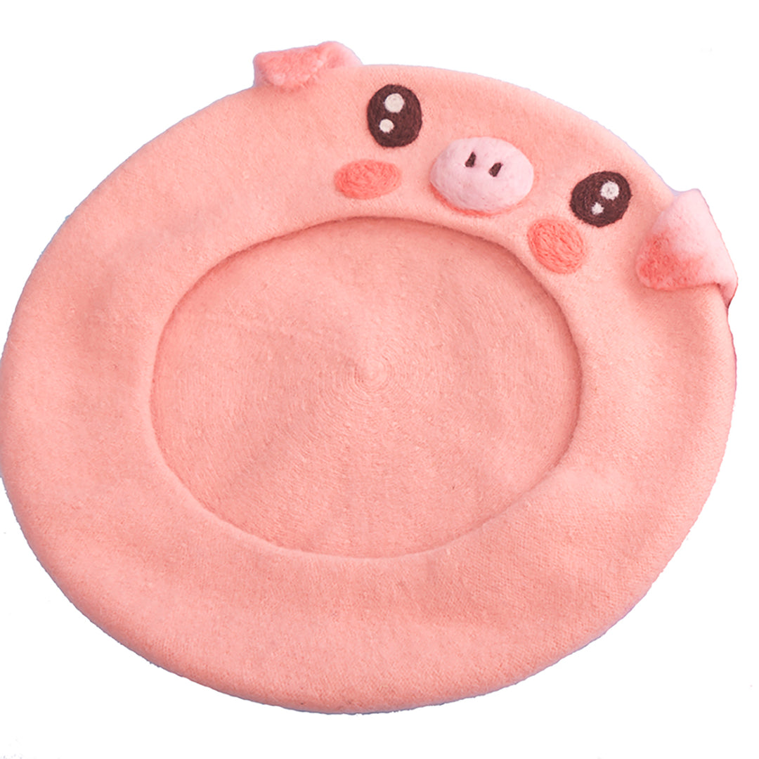 Pink Piggy Handmade Wool Beret