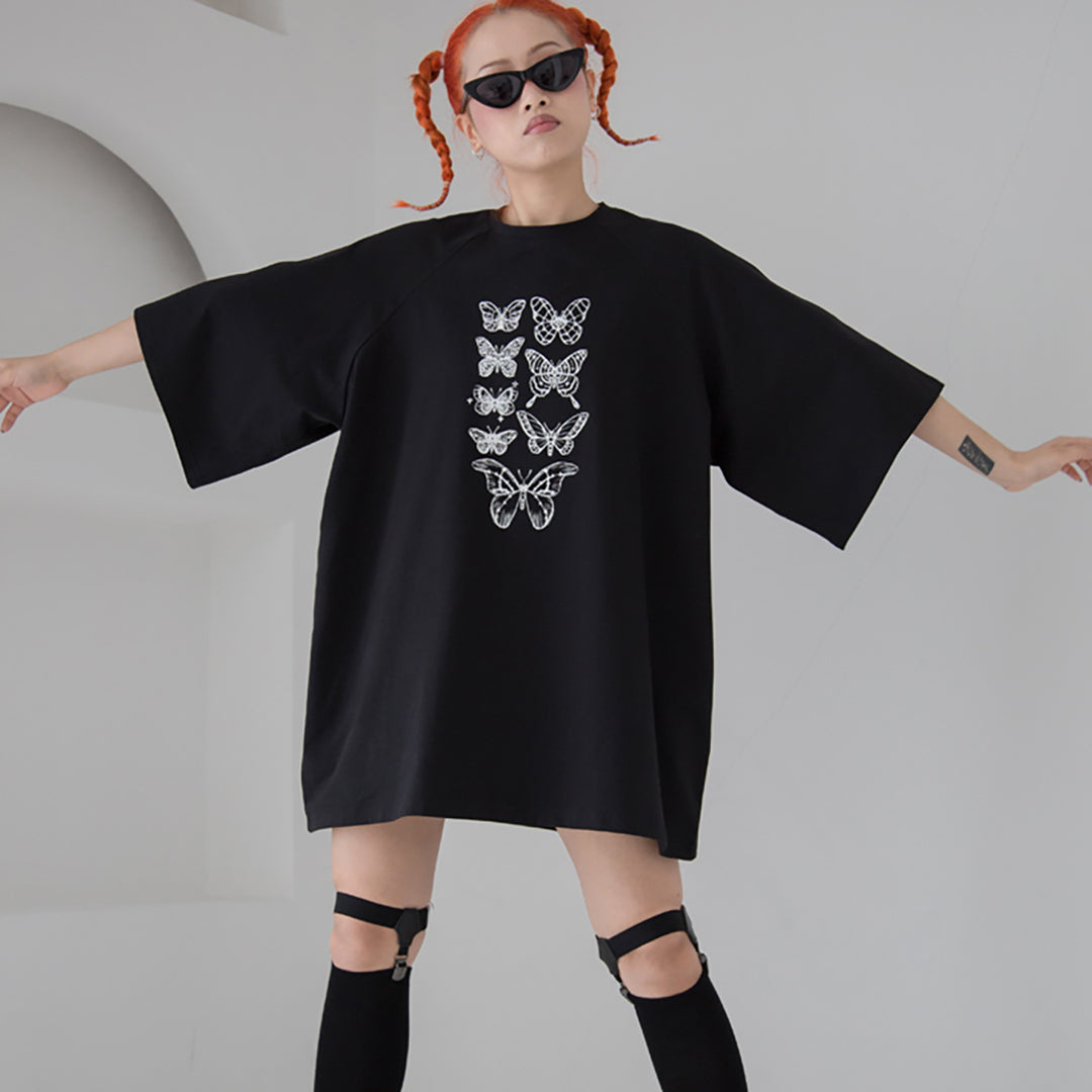 Butterflies Print Streetwear Loose T-shirt