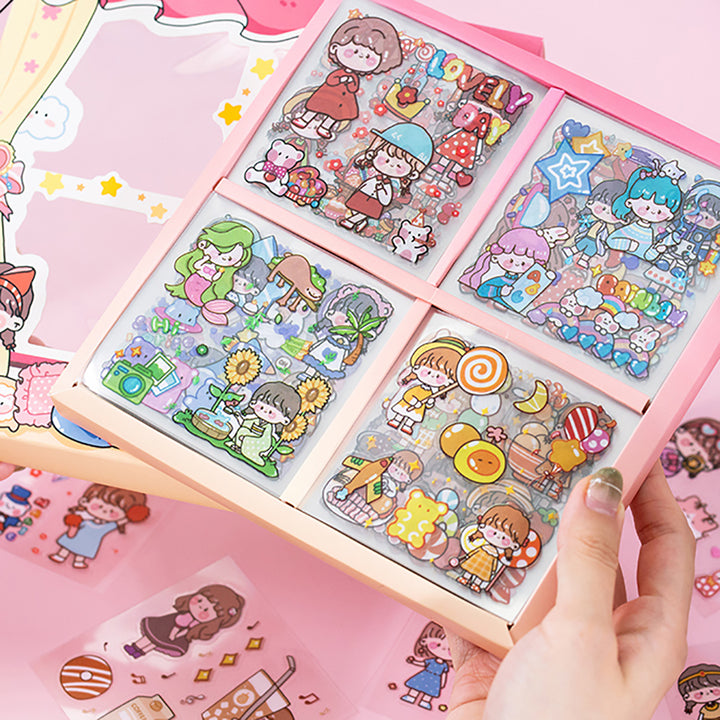 100pcs /Set Cartoon Girl Stickers