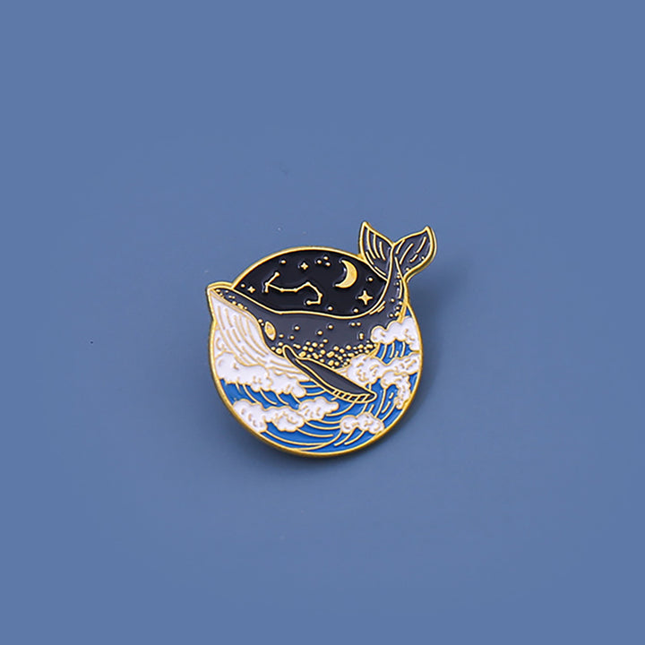 Cool Big Blue Whale Mini Brooch Pin