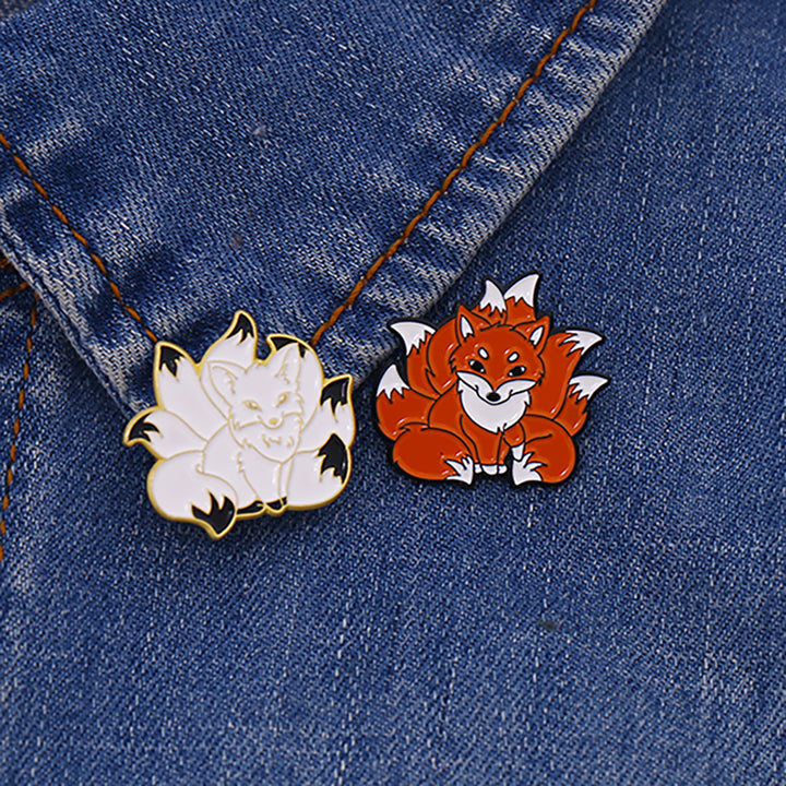 Cheeky Nine-Tailed Fox Embossed Pin