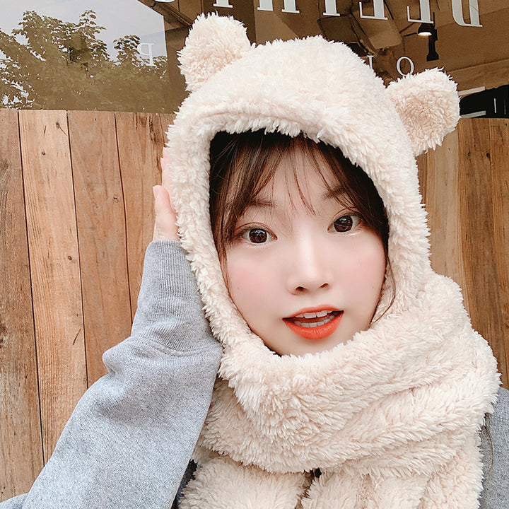 Kawaii Bear Ears Warm Hat Scarf