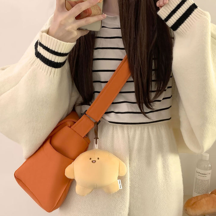Japanese Pure Color Canvas Shoulder/Crossbody Bag with Pendant