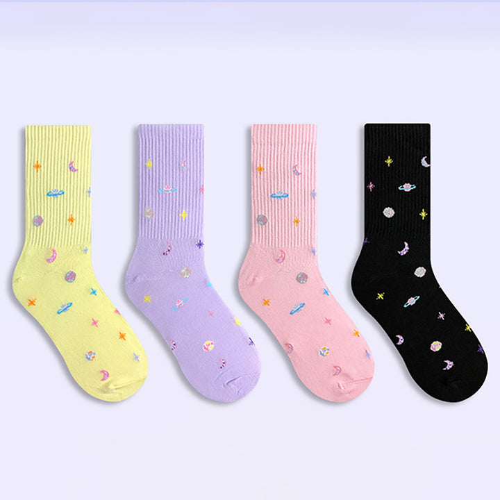 Cool Galactic Embroider High Ankle Socks