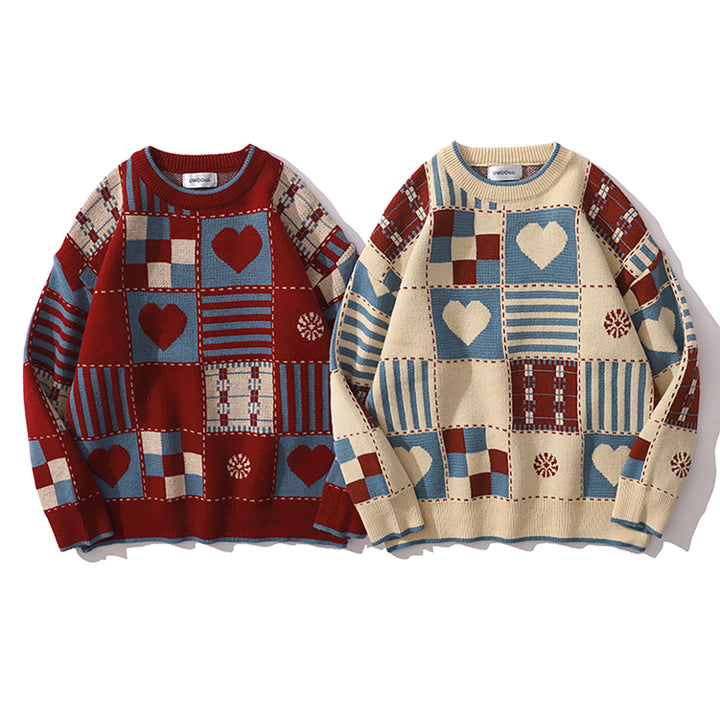 Vintage Style Love Heart Loose Sweater