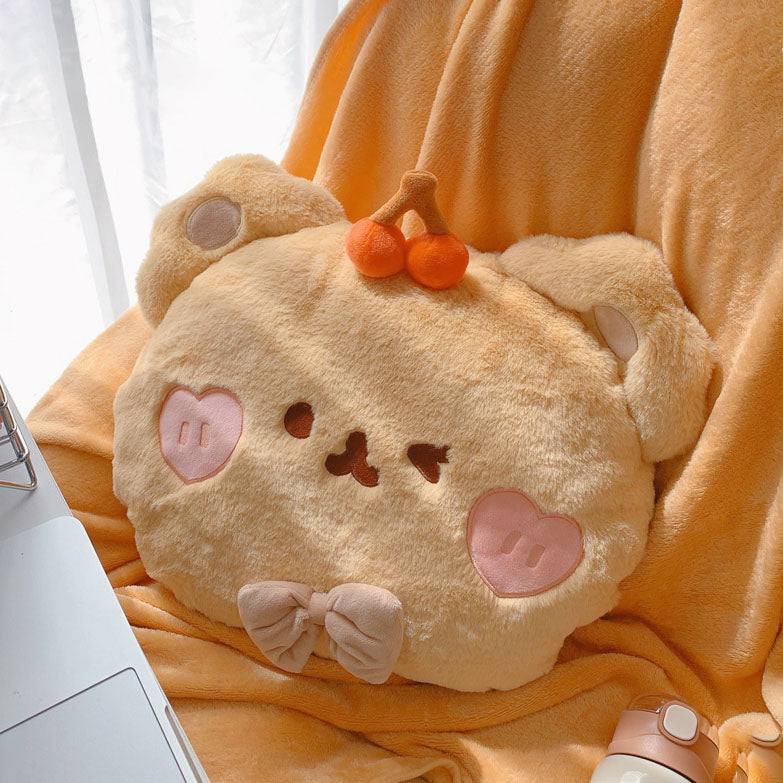 Cartoon Rabbit Bear Plush Pillow Blanket
