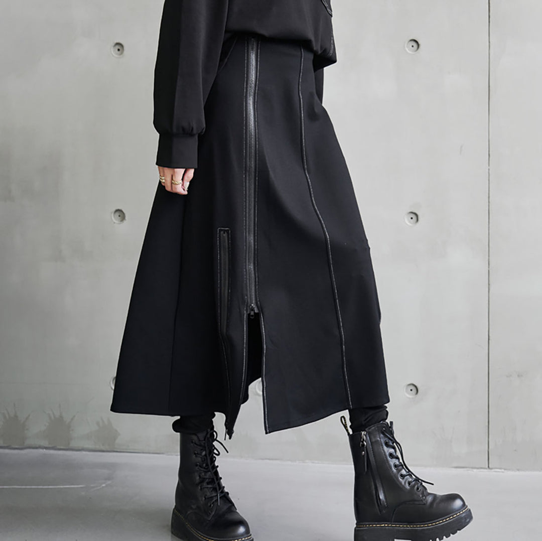 Gothic Irregular Zipper A-line Skirt