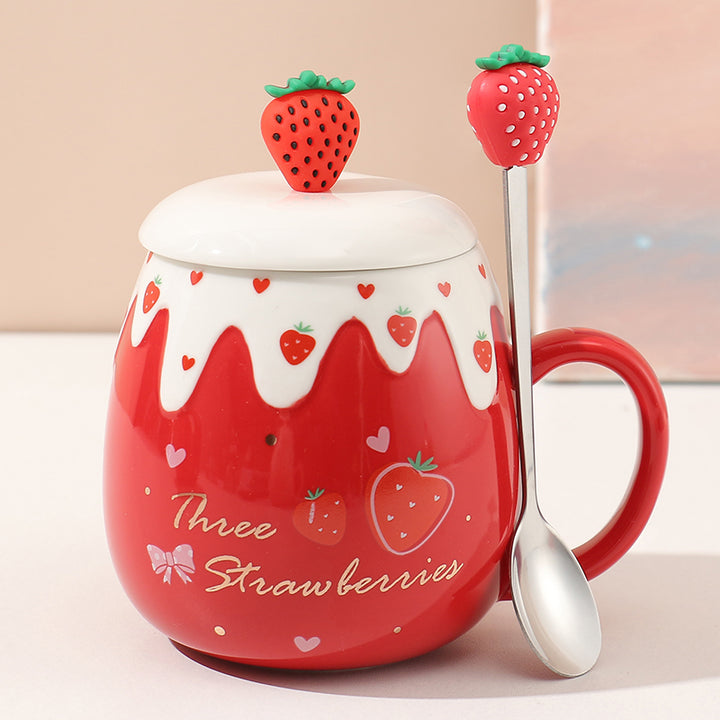 Cute Strawberry Cup with Spoon