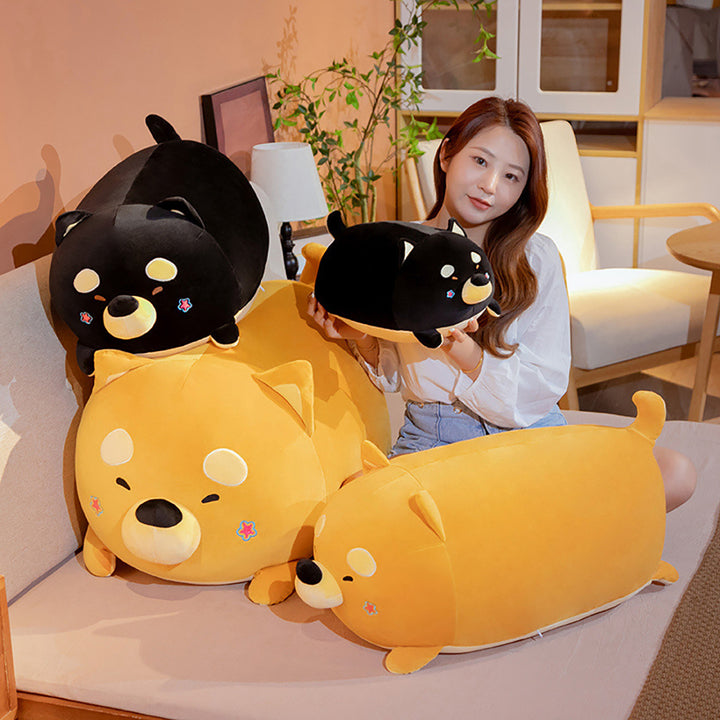 Lovely Fat Yellow Black Shiba Inu Dog Plush Toys