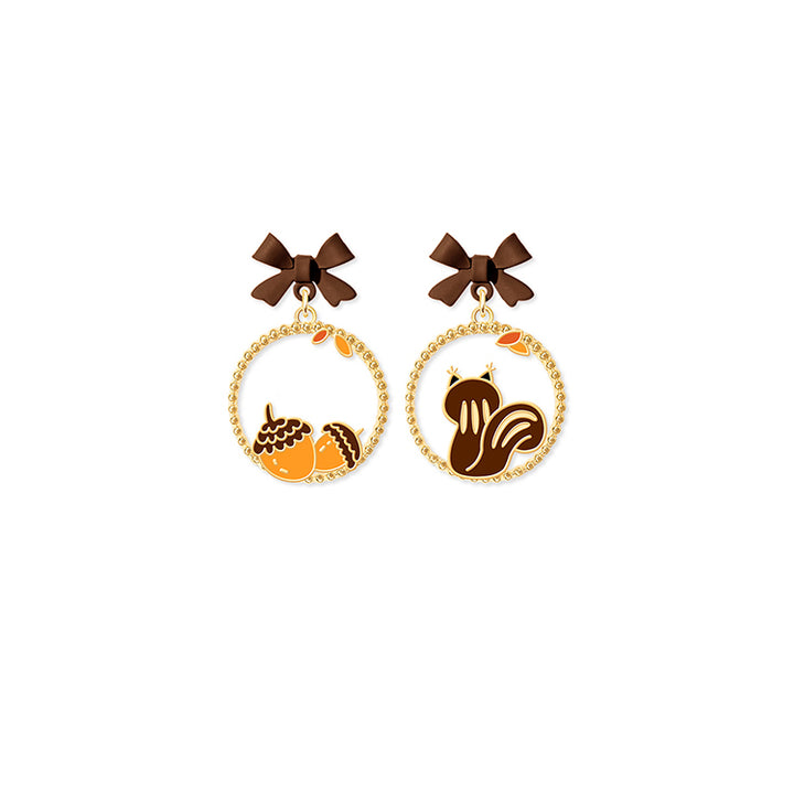 Cute Halloween Acorn Squirrel Dangle Earrings