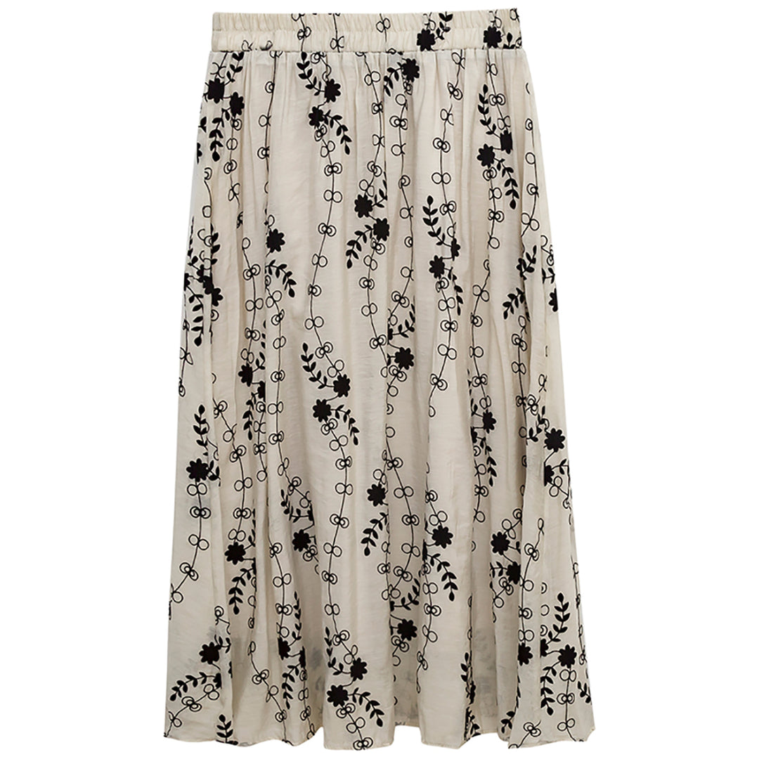 Vintage Floral Embroidery High Waist Skirt