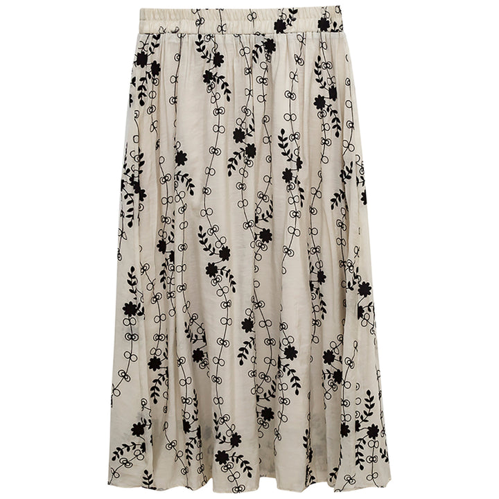 Vintage Floral Embroidery High Waist Skirt