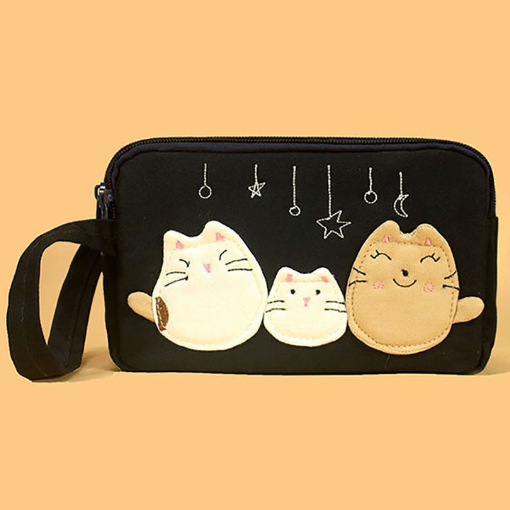 Cute Cartoon Kitty Embroidery Credit Card Holder Wallet