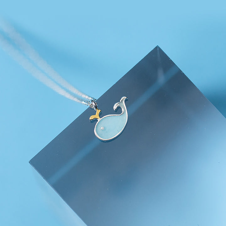 Blue Whale Pendant Silver Necklace