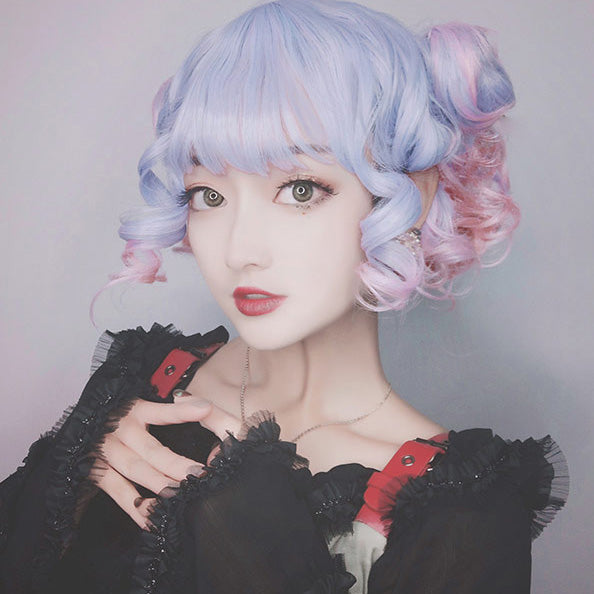 Unicorn Pastel Curly Short Pixie Wig