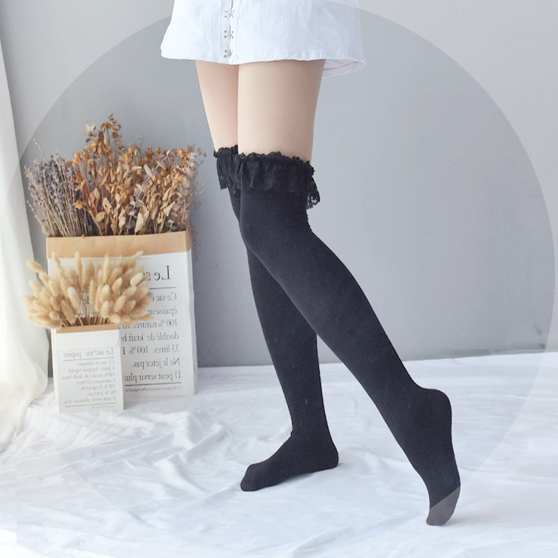 Kawaii Basic Lolita Ruffled Knee Socks