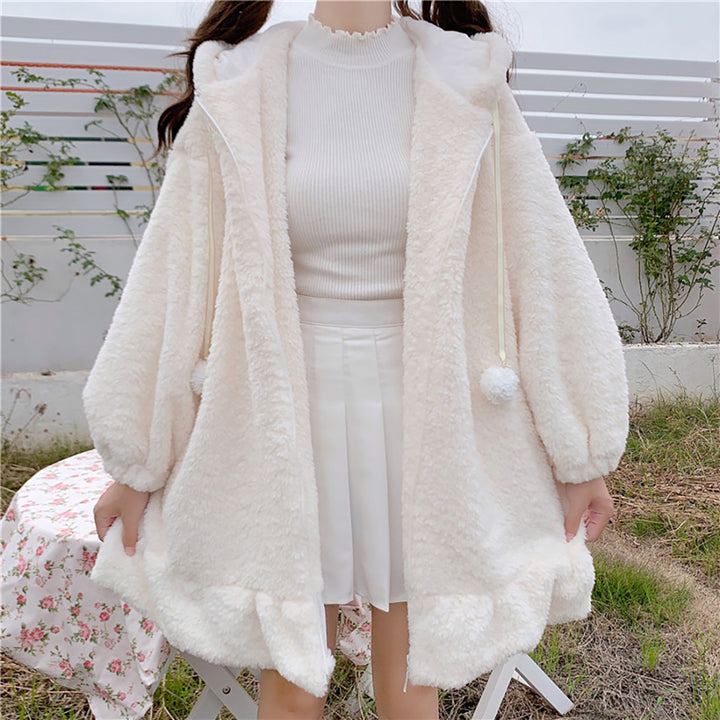 Cute Bunny Ear Hooded Coat