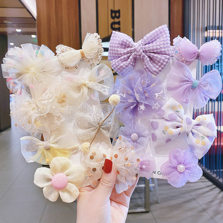 Flower Bowknot Hair Clips Set