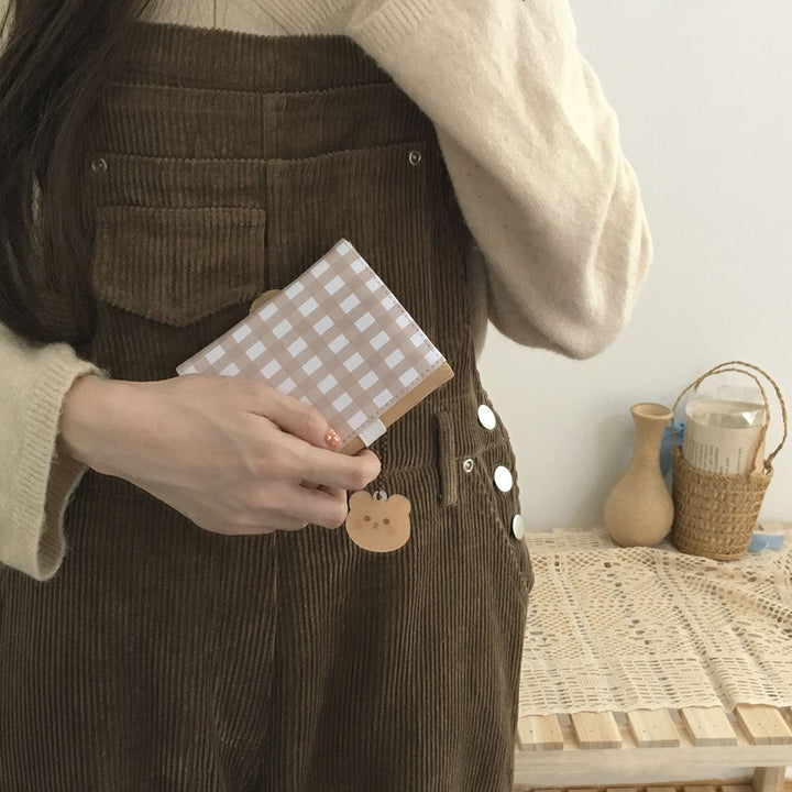 Kawaii Checkered Bear Square Wallet
