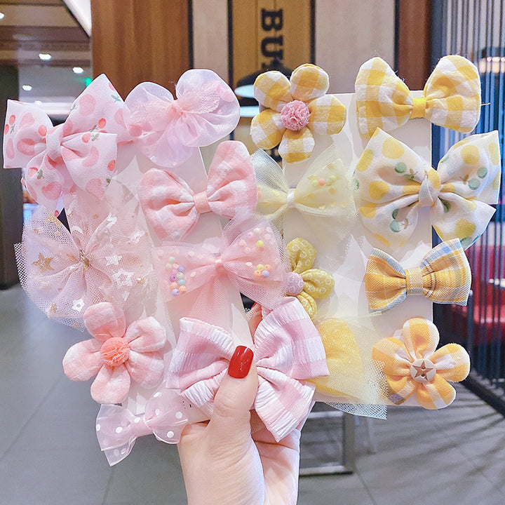 Flower Bowknot Hair Clips Set